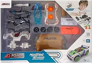 D-Power 20pcs DIY Modified Race Car for Kids | Car Building Toy Kit | Make you own Racing Car, Scale 1:32