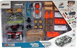 D-Power 35pcs DIY Modified Race Car for Kids | Car Building Toy Kit | Make you own Racing Car, Scale 1:32