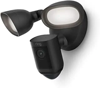 كاميرا Ring Floodlight Cam Wired Pro الجديدة كليًا ، أسود - فيديو HDR بدقة 1080 بكسل ، كشف الحركة ثلاثي الأبعاد وعرض عين الطائر ، تركيب سلكي | مع إصدار تجريبي مجاني لمدة 30 يومًا لخطة Ring Protect Plan