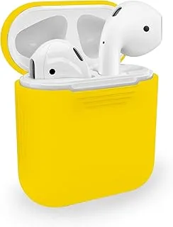 حافظة Airpods صفراء من السيليكون من COOLBABY - حافظة Airpods 1 الأمامية المرئية المزودة بإضاءة LED وملحقات Airpods