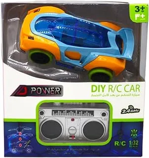 D-Power 4 Wheel DIY Remote Control Car | Build your own RC Car for Kids | Scale 1:32, Orange