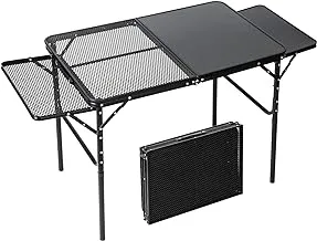 Coastrail Outdoor Camping Folding Grill Table Portable Lightweight Metal Grill Stand for Outdoor with Adjustable Height, 3 Feet, Half-Mesh