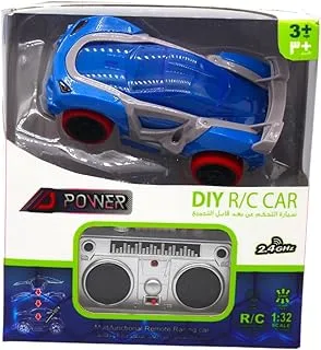 D-Power 4 Wheel DIY Remote Control Car | Build your own RC Car for Kids | Scale 1:32, Blue