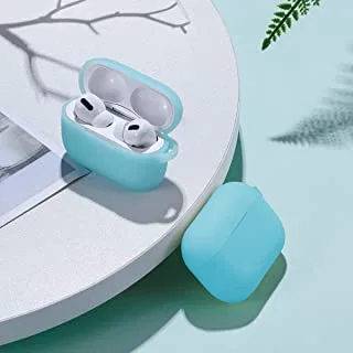 غطاء جراب Lerobo لأجهزة AirPods Pro ، غطاء جراب سيليكون متوهج ليلي متوافق مع Apple AirPods Pro الجيل الثالث مع سلسلة مفاتيح ، LED أمامي مرئي (أزرق ليلي)