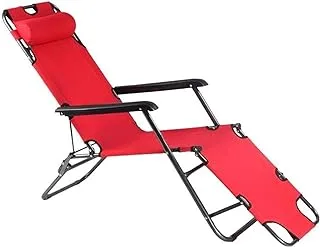 ECVV Foldable Lounge Chair Chaise Bed, Adjustable Reclining Positions with Removable Pillow for Camping Pool Beach Patio Supports 250kg, (ASSORTED)