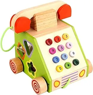 Factory Price Pull Along Multi Functional Wooden Telephone Toy