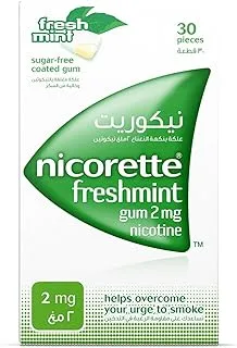 Nicorette Gum 2 mg Nicotine Gum Sugar-free, Fresh Mint Flavour, 30 Pieces