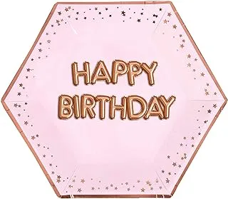 Glitz & Glamour Pink & Rose Gold Plate Large - Happy Birthday