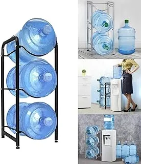 ECVV Water Cooler Jug Rack 3 Tier Water Bottle Storage Organizer Durable and Steady with Rubber Base for 5 Gallon Bottles Black