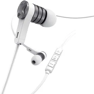 Hama 184019 Intense Flat Ribbon In-Ear Headphones with Microphone, White/Grey, Wired