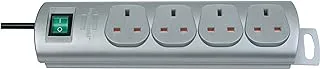 Brennenstuhl 1153393124 Primera-Line 4-Way Extension Socket, 1.5 m Length, Silver