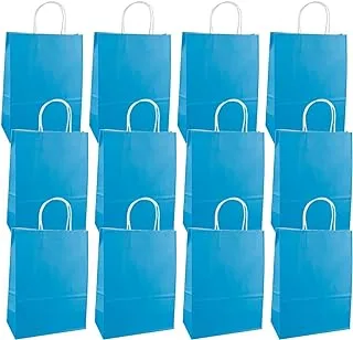 ECVV Gift Bags 12 Pieces Set Eco-Friendly Paper Bags With Handles Bulk Paper Bags Shopping Bags Kraft Bags Retail Bags Party Bags (BLUE, 27 * 22 * 11 Cm)