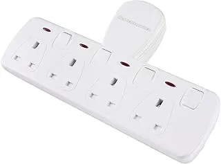 Kistenmacher EGK604B 4-Way BS Wall Socket Adapter, White