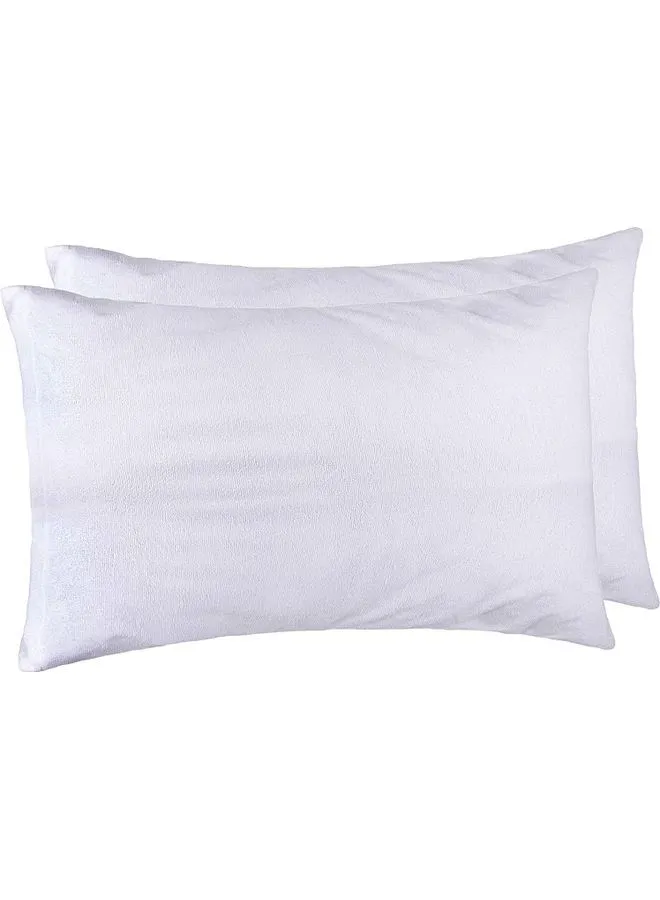 Maestro 2-Piece Waterproof Pillow Protector Set Cotton White 50x75cm