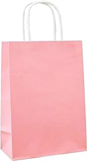 ECVV Gift Bags 12 Pieces Set Eco-Friendly Paper Bags With Handles Bulk Paper Bags Shopping Bags Kraft Bags Retail Bags Party Bags (PINK, 21 * 15 * 8 Cm)