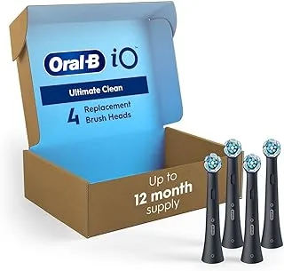 Oral-B iO Series Ultimate Clean Replacement Brush Head for Oral-B iO Series Electric Toothbrushes, Black, 4 Count