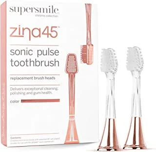 رؤوس فرشاة بديلة Zina45 من Supersmile لفرشاة الأسنان الصوتية ذات النبض الصوتي، ذهبي وردي، عدد 2