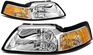 DNA MOTORING HL-OH-FM99-SM-CL1 Smoke Lens Headlights Replacement For 99-04 Mustang