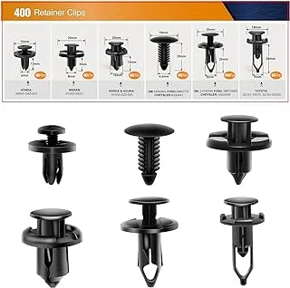 GOOACC 400PCS Universal Plastic Fender Clips, Push Bumper Fastener Rivet Clips Compatible for GM Ford Chrysler Toyota Honda with 6 Size Auto Body Retainer Clips