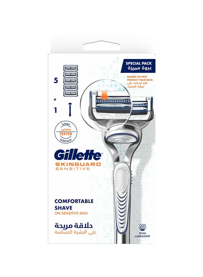 Gillette Sensitive Blade Refills 5 Pieces With Razor Handle