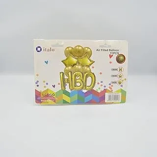 Italo Happy Birthday Party Decoration Balloon 11 Piece Set, Gold