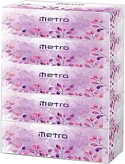 Metro Facial Tissue(150 Sheets -2Ply-5 Boxes) | Premium Quality Facial Tissue 2 Ply