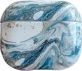 NALANDA Airpods Pro2 Case Cover Sparkle Glitter Marble Full-Bady Protective TPU Dustproof Shockproof with Keychain Compatible with Airpods Pro 2 Gen Case-Blue