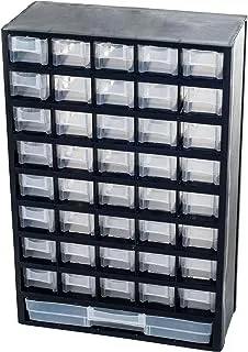 Storage Bin with Drawers - 41-Drawer Plastic Tool Organizer - Hardware or Craft Cabinet for Storing Beads, Toys, or Nuts and Bolts by Stalwart (Black)