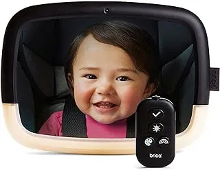 Munchkin Night Light Baby In‑Sight® Pivot Car Mirror, remote activated car mirror, wide angle view, multiple mounting options, suction cup attachment, shatter resistant, infant/baby/toddler/kid, Black