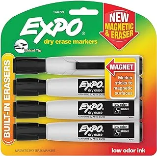 Expo Chisel Tip 4 Count Magnetic Dry Erase Markers - Black