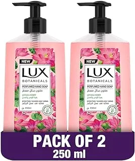 LUX Botanicals Liquid Hand Wash, Glowing Skin, Lotus & Honey, with 100% natural extracts suitable for all skin types, 250ml x 2