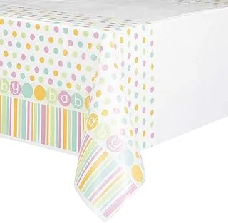 Unique Pastel Baby Shower Plastic Tablecover, 54-Inch X 84-Inch, Multicolor