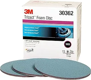 3M Trizact Hookit Foam Disc, 30362, 3 In, P5000, 15 Discs Per Carton, Blue