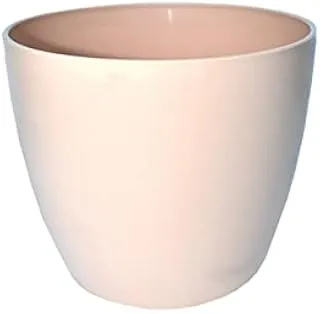 Elho Brussel Round Plastic Flowerpot, 14 cm Diameter, Matt Beige Nude