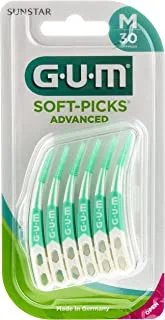 Gum Soft Picks Advanced - Flexible and rubber bristles- With Flouride Safely Removes Plaque & Food Particles Stimulates Gums Fights Gingivitis Convenient Travel Case 30pcs