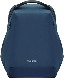 Promate Laptop Backpack 15.6 Inch, Stylish Adjustable Eco-Friendly Backpack with Anti-Theft Pockets, Water Resistance, USB Charging Port and Padded Mesh Straps for Asus, MacBook, Dell, EcoPack-BP Blue