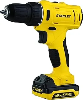 Stanley Cordless Drill Driver, 10.8V Li-Ion, 2 Speed, Reversible, 10mm Chuck, x 1.5 Ah Batteries, with Kit Box, Yellow/Black - SCD121S2K-B5, Years Warranty