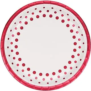 Creative Converting Sparkle And Shine Foil Dinner Plate 8 Pieces, 9-Inch Length, Red