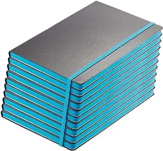 Santhome Classic Lined Notebook, 192 Pages, Hardcover Ruled - Pack of 10 (Black/Blue)