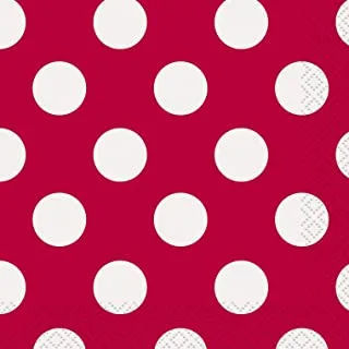 Unique Polka Dot Napkin 16-Pieces, Ruby Red