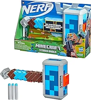 Nerf Minecraft Stormlander Dart Blasting Hammer, Fires 3 Darts, Includes 3 Official Nerf Elite Darts, Toy for Kids Teens and Adults, Outdoor toy for boys, gift toy for kids Ages 8+