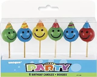 Unique Smiley Face Pick Birthday Candles 6 Pieces