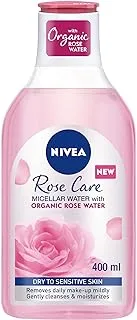 NIVEA Face Micellar Water Mono-phase Makeup Remover, Rose Care with Organic Rose Water, Dry & Sesitive Skin, 400ml