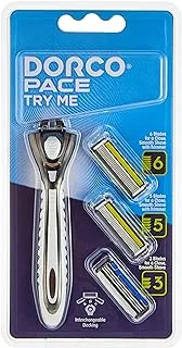 Dorco Pace Try Me Men's Razor, 1 Handle + 3 Cartridges ' 1 Units