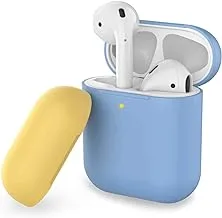 Promate AirPods Case, Premium Silicone Full Protective Drop Protection Wireless Charging Compatible Cover with Anti-Scratch and Dual-Tone Lid Cover for Apple AirPods and AirPods 2, SiliCase Blue