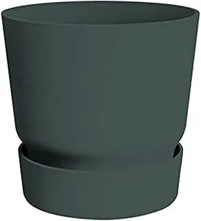 Elho Greenville Round Plastic Plant Pot, 30 cm Diameter, Green