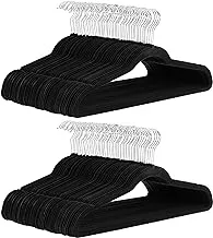 Amazon Basics Slim Velvet, Non-Slip Suit Clothes Hangers, Pack of 100, Black/Silver