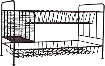 2-Tier Metal Dish Rack with Utensil Compartment