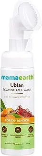 Mamaearth Ubtan Foaming Face Wash with Brush with Turmeric & Saffron for Tan Removal – 150ml