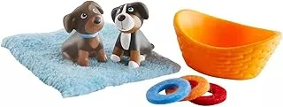 HABA Little Friends Puppies - Includes 2 Pups, Blanket, Basket and 3 Frisbees